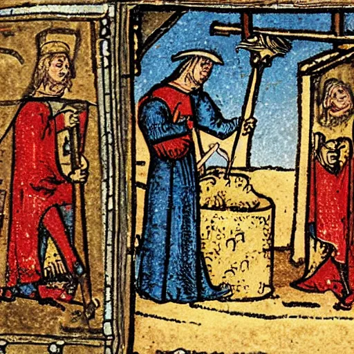 Image similar to illustration of a medieval magazine about salt