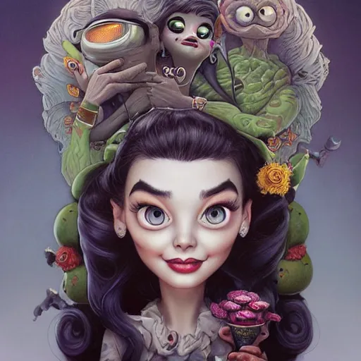 Image similar to Lofi surprise portrait Pixar style by Joe Fenton and Stanley Artgerm and Tom Bagshaw and Tim Burton