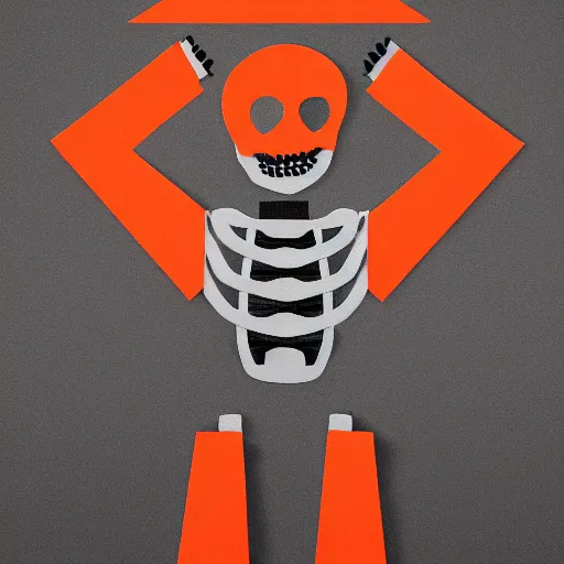 Image similar to a skeleton with hands that looks like traffic - cones