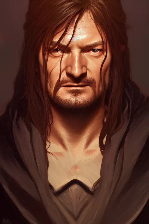 Prompt: a portrait of boromir, fantasy, sharp focus, intricate, elegant, digital painting, artstation, matte, highly detailed, concept art, illustration, ambient lighting, art by ilya kuvshinov, artgerm, alphonse mucha, and greg rutkowski