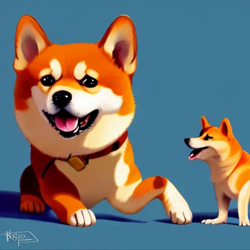 Prompt: goro fujita ilustration a baby shiba inu playing with a bone by goro fujita, painting by goro fujita, sharp focus, highly detailed, artstation