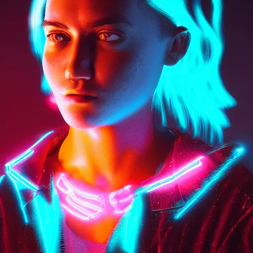 Image similar to a human portrait made out of rain, neon light, beautiful, rendered in octane, unreal engine, comic book art