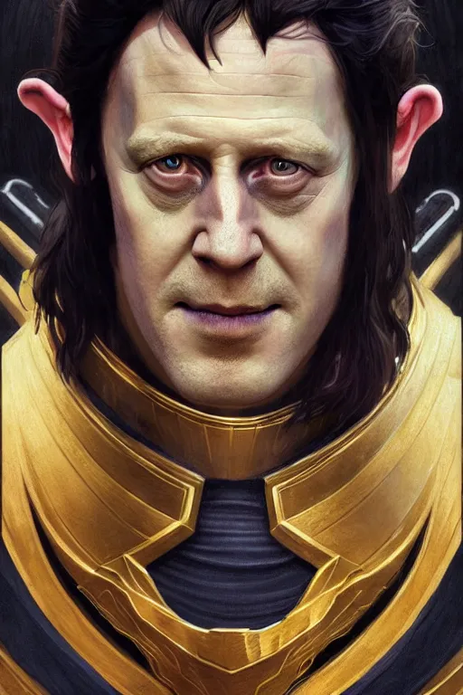 Image similar to Boris Johnson as Loki from Asgard, realistic portrait, symmetrical, highly detailed, digital painting, artstation, concept art, smooth, sharp focus, illustration, cinematic lighting, art by artgerm and greg rutkowski and alphonse mucha