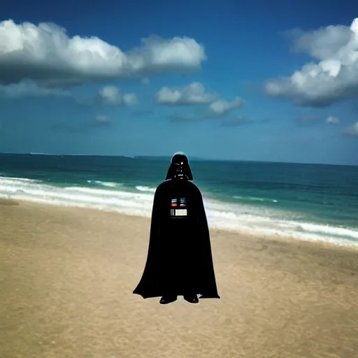 Image similar to darth vader goes to the beach