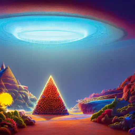 Prompt: googles, pyramid, floating, rbc, radiolaria, protophyta, microorganisms, center frame, symmetric, rim light, marine microbiology, bioluminescence, electric, fur, soft, concept art, intricate details, highly detailed, colorful, photorealistic, disney pixar, octane render, iridescent, anime, 8 k