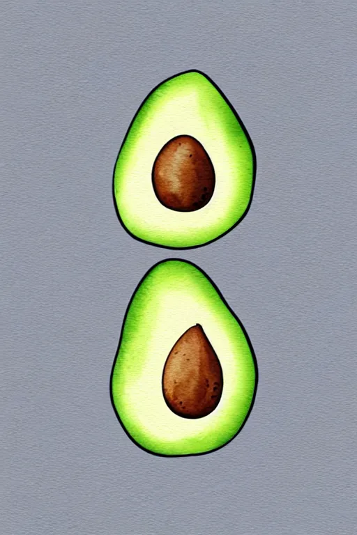 Image similar to minimalist watercolor art of an avocado, illustration, vector art