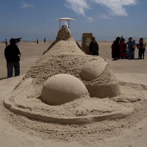 Prompt: a sand sculpture of an atomic explosion