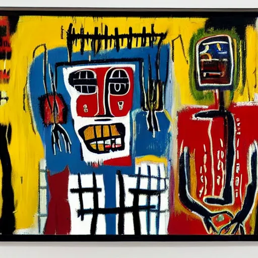 Prompt: a painting by jean - michel basquiat that represents the slave trade in haiti