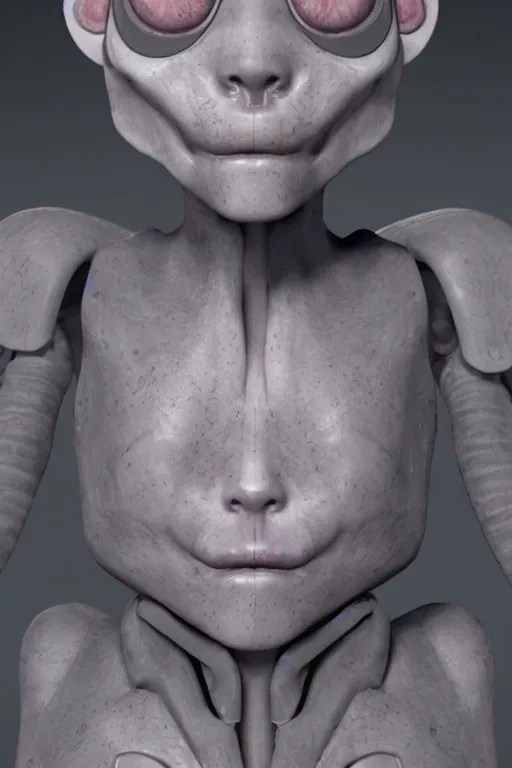 Prompt: humanoid creature with gray jelly body smooth face no eyes no nose no mouth asexual, cyberpunk, realistic, high definition, many details, symmetrical face, realistic eyes, unreal engine art 5