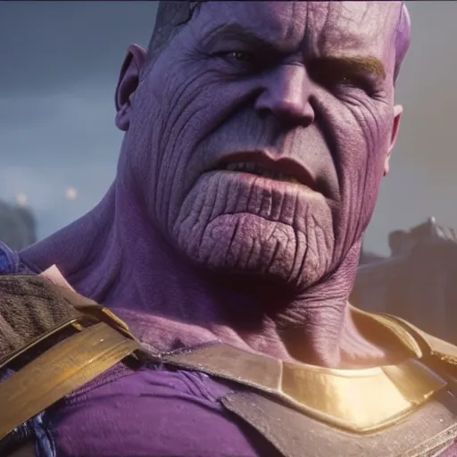 Image similar to Film still of Thanos, from Red Dead Redemption 2 (2018 video game)
