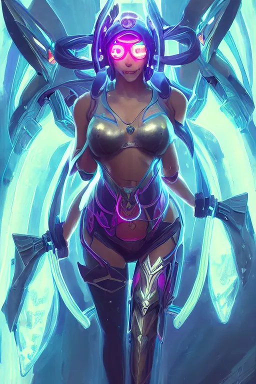 Image similar to irelia from league of legends, cyberpunk futuristic neon. flying blades in air, decorated with traditional japanese ornaments by ismail inceoglu dragan bibin hans thoma greg rutkowski alexandros pyromallis nekro rene maritte illustrated, perfect face, fine details, realistic shaded, fine - face, pretty face, masterpiece