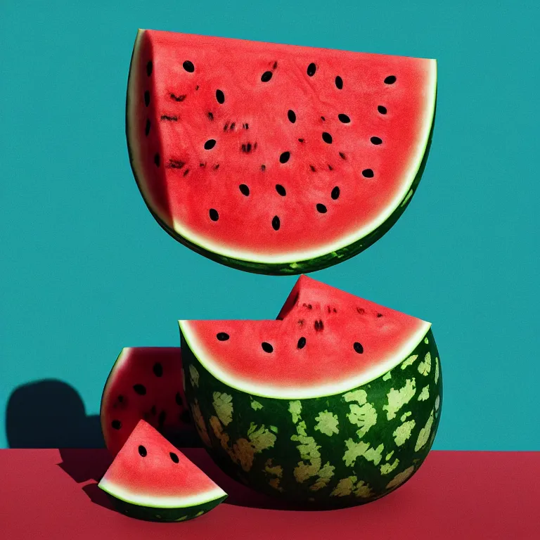 Image similar to still life watermelon by beeple