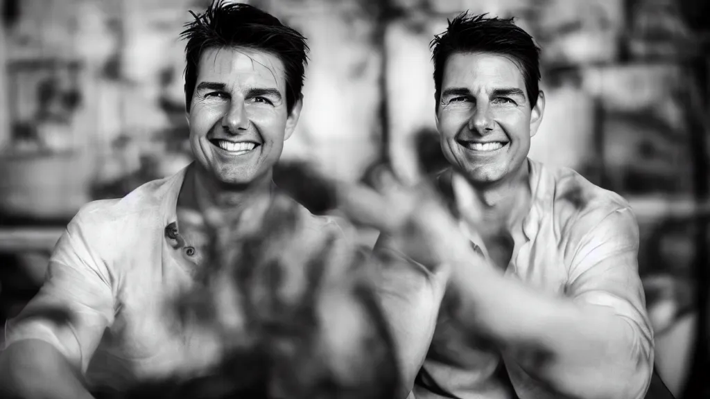 Image similar to A studio portrait of Tom Cruise; f/1.4; 90mm