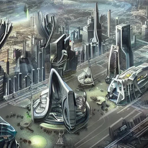 Image similar to a futuristic city from the year 2 0 7 0