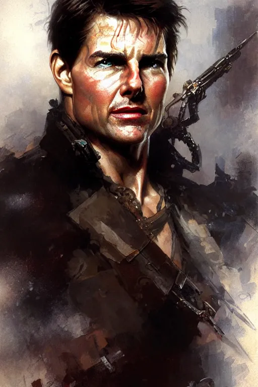 Prompt: tom cruise portrait dnd, painting by gaston bussiere, craig mullins, greg rutkowski, yoji shinkawa