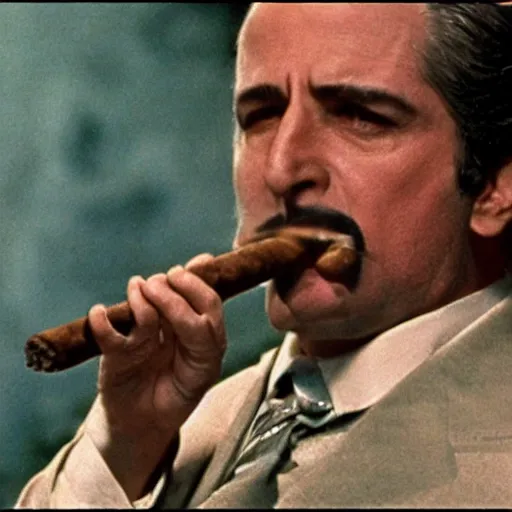 Image similar to A still of a cat smoking a cigar in The Godfather (1972)