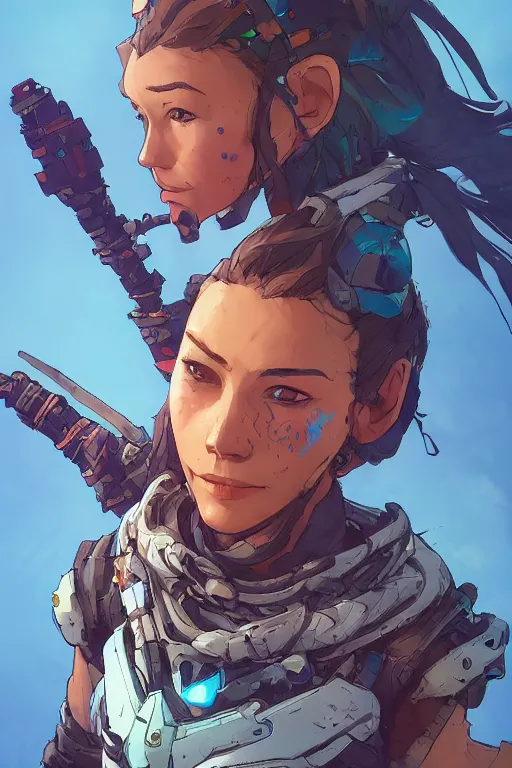 Image similar to combination suit armor aloy horizon forbidden west horizon zero dawn robot ninja mask helmet backpack tribal, art gta 5 comics, official fanart behance hd artstation by jesper ejsing, by rhads, makoto shinkai and lois van baarle, ilya kuvshinov, ossdraws radiating a glowing aura cgi rtx 2 0 2 2