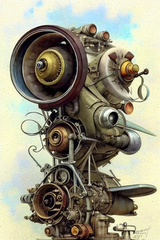 Image similar to (((((1950s rotary airplane engine. muted colors.))))) by Jean-Baptiste Monge !!!!!!!!!!!!!!!!!!!!!!!!!!!