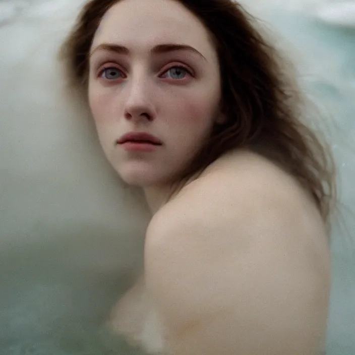 Image similar to Kodak Portra 400, 8K,ARTSTATION, CarolineGariba, soft light, volumetric lighting, highly detailed, britt marling style 3/4 ,portrait photo Close-up portrait photography of a beautiful woman how pre-Raphaelites, the face emerges from Pamukkale, thermal waters flowing down white travertine terraces, inspired by Ophelia paint ,and hair are intricate with highly detailed realistic beautiful flowers , Realistic, Refined, Highly Detailed, interstellar outdoor soft pastel lighting colors scheme, outdoor fine art photography, Hyper realistic, photo realistic