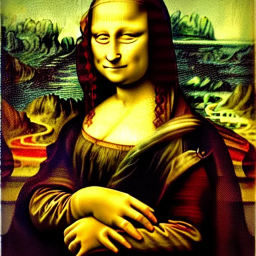 Image similar to Mona Lisa painted by Van Gogh