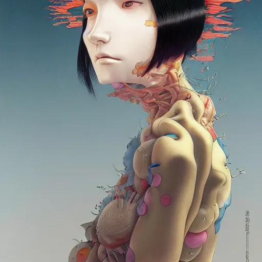 Image similar to prompt : wierd character portrait soft light painted by james jean and katsuhiro otomo and erik jones, inspired by evangeleon anime, smooth face feature, intricate oil painting, high detail illustration, sharp high detail, manga and anime 1 9 9 9