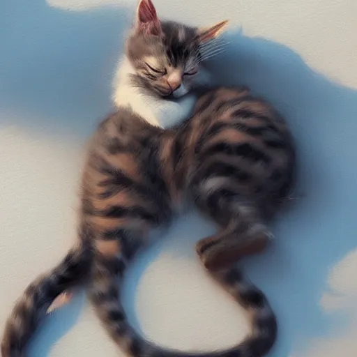 Image similar to Kitten Sleeping digital Art, Greg rutkowski, Trending artstation,cinematic