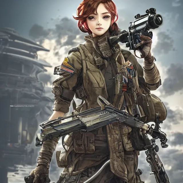 Prompt: the portrait of lawful neutral female futuristic marine sniper as absurdly beautiful, gorgeous, elegant, young anime girl, an ultrafine hyperdetailed illustration by kim jung gi, irakli nadar, intricate linework, bright colors, octopath traveler, final fantasy, unreal engine 5 highly rendered, global illumination, radiant light, detailed and intricate environment