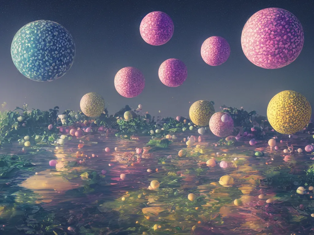 Image similar to 3 d render, sunlight study, the universe is a spheroid region 7 0 5 meters in diameter, art nouveau, by rachel ruysch and ( ( ( ( ( lisa frank ) ) ) ) ), 8 k, sharp focus, octane render