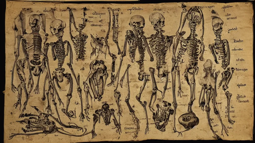 Image similar to 17th century scroll with illustrations of human bones!!! described in an alien language,