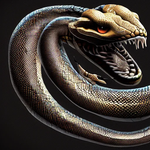 Prompt: hybrid of dragonic and snake, 4 k