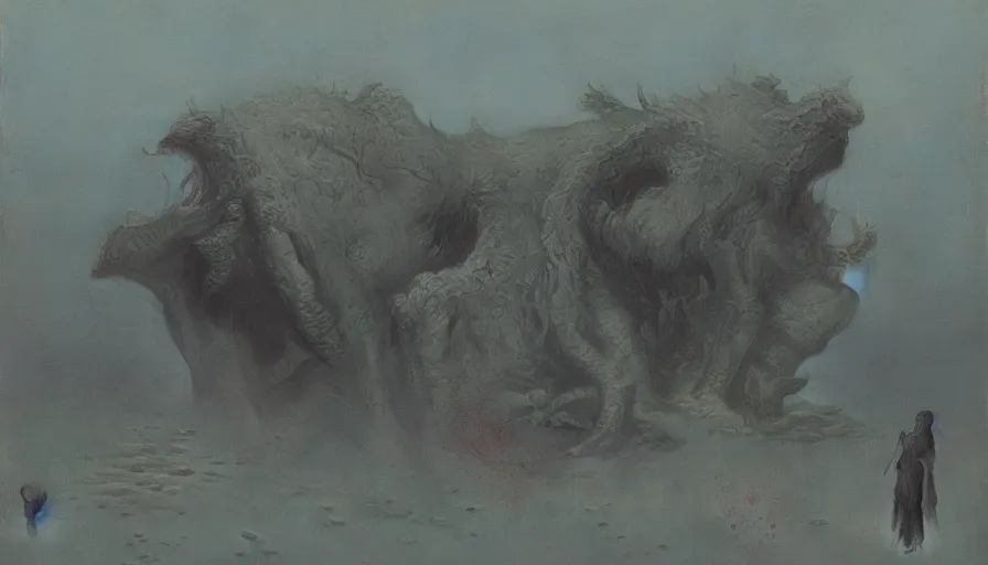 Prompt: lamasu, by beksinski, ruan jia, wayne barlowe