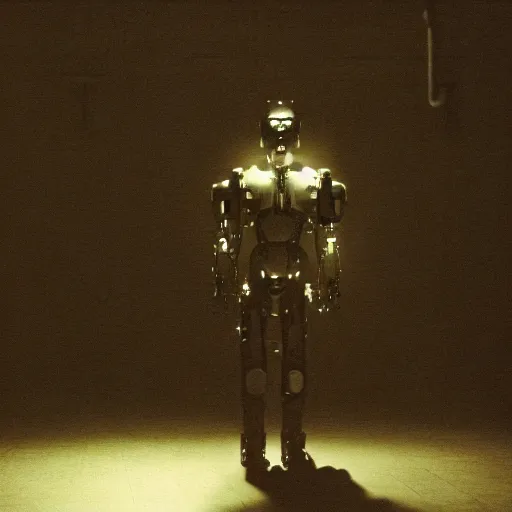 Image similar to movie still of a cyborg, cinematic composition, cinematic light, by david lynch and alejandro jodorowski