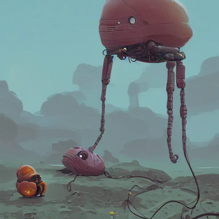 Prompt: robotic hermit crab, by Simon Stålenhag, concept art, Hugo award winner