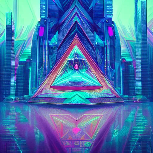 Image similar to matte painting of the sacred geometry of cyberpunk, brilliant colors, extremely detailed, very very detailed, in the style of alena aenami by Alex grey, HD, 4k, 8k