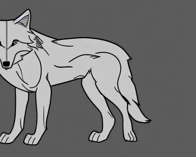 Image similar to professional digital art of a full-body outline of a wolf, very simple, no color, high quality, HD, 8K,