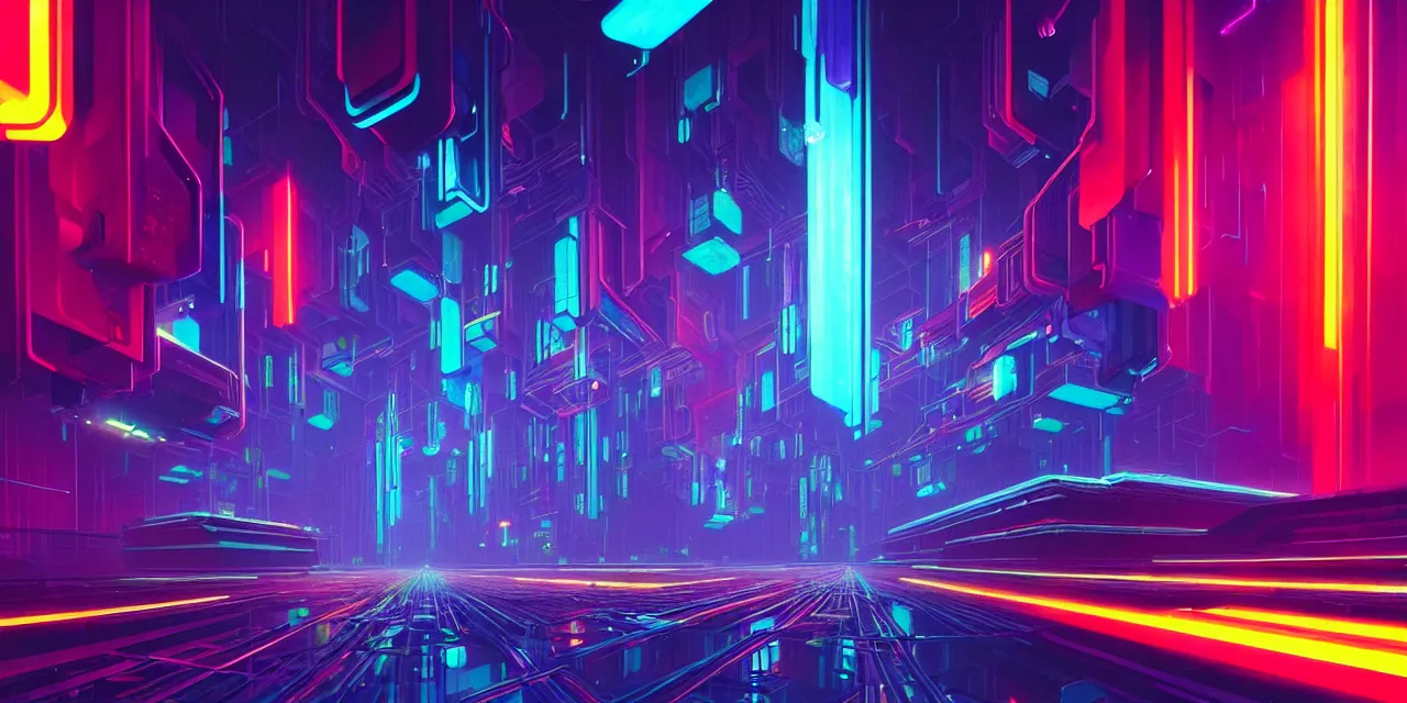 Image similar to a chain of cyberpunk colorful cubes locked and interconnected with glowing tubes, blockchain, symmetry, intricate, volumetric lighting, beautiful, rich deep colors masterpiece, sharp focus, ultra detailed, in the style of john harris