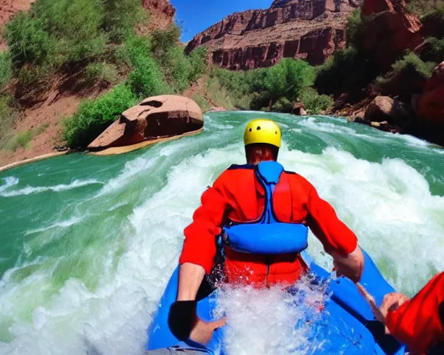 Image similar to gopro photograph from rafting down the colorado river, white water rapids