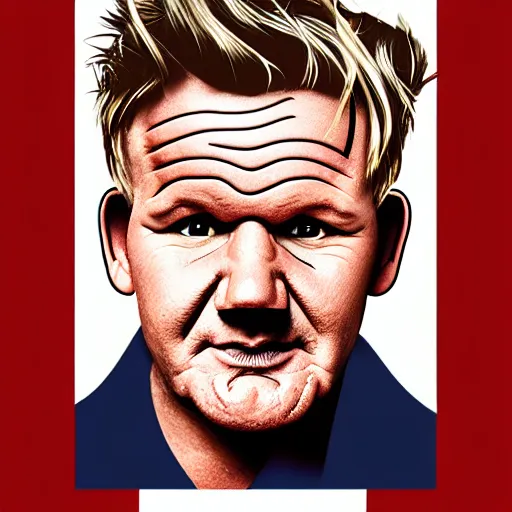 Prompt: a portrait of gordon ramsay stylized by geometric shapes, rounded corners, candy colors