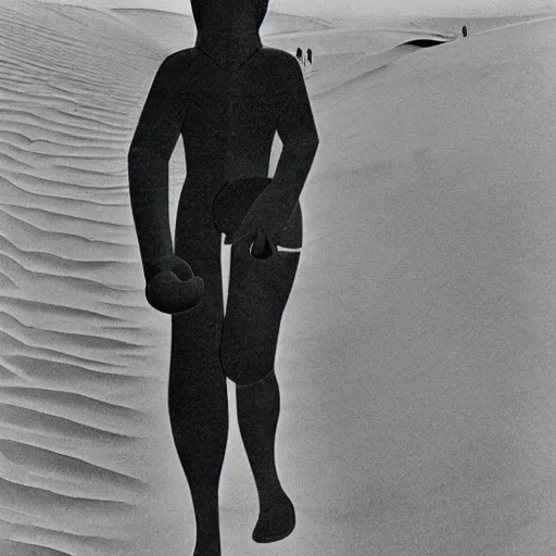 Prompt: paul atreides walking through dunes, by alexander archipenko