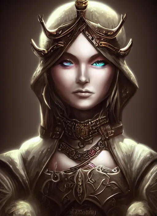 Image similar to a higly detailed airbrush portrait of a fantasy character, fantasy portrait, pinterest, baldur's gate, dynamic lighting, ambient lighting, deviantart, dndbeyond, dnd character portrait, fullsize, hires, 8 k 3 d