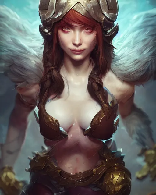 Image similar to league of legends portrait, au naturel, hyper detailed, digital art, trending in artstation, cinematic lighting, studio quality, smooth render, unreal engine 5 rendered, octane rendered, art style by klimt and nixeu and ian sprigger and wlop and krenz cushart.