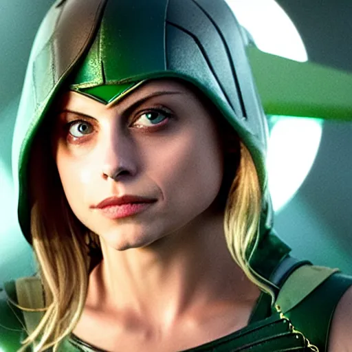 Prompt: film still of willa holland as a female green arrow in the 2 0 1 7 film justice league, focus on facial details, minimal bodycon feminine costume, dramatic cinematic lighting, inspirational tone, suspenseful tone, promotional art