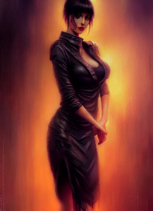 Prompt: ! dream hyper realistic portrait gorgeous, beautiful rachael rosen from blade runner set in modern times, fully clothed in a cute outfit by greg rutkowski, scott m fischer, artgerm, loish, slight glow, atmospheric, anne stokes, alexandros pyromallis,