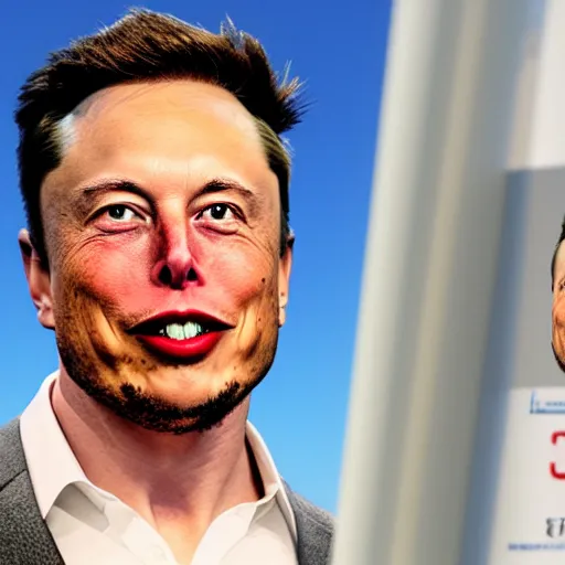 Prompt: a picture of elon musks face on the side of a rocket