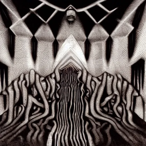 Prompt: 'twin peaks, black lodge by hr giger, ominous, lynchian' W 1024