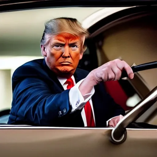 Prompt: photo of Donald Trump as Driver in Drive movie