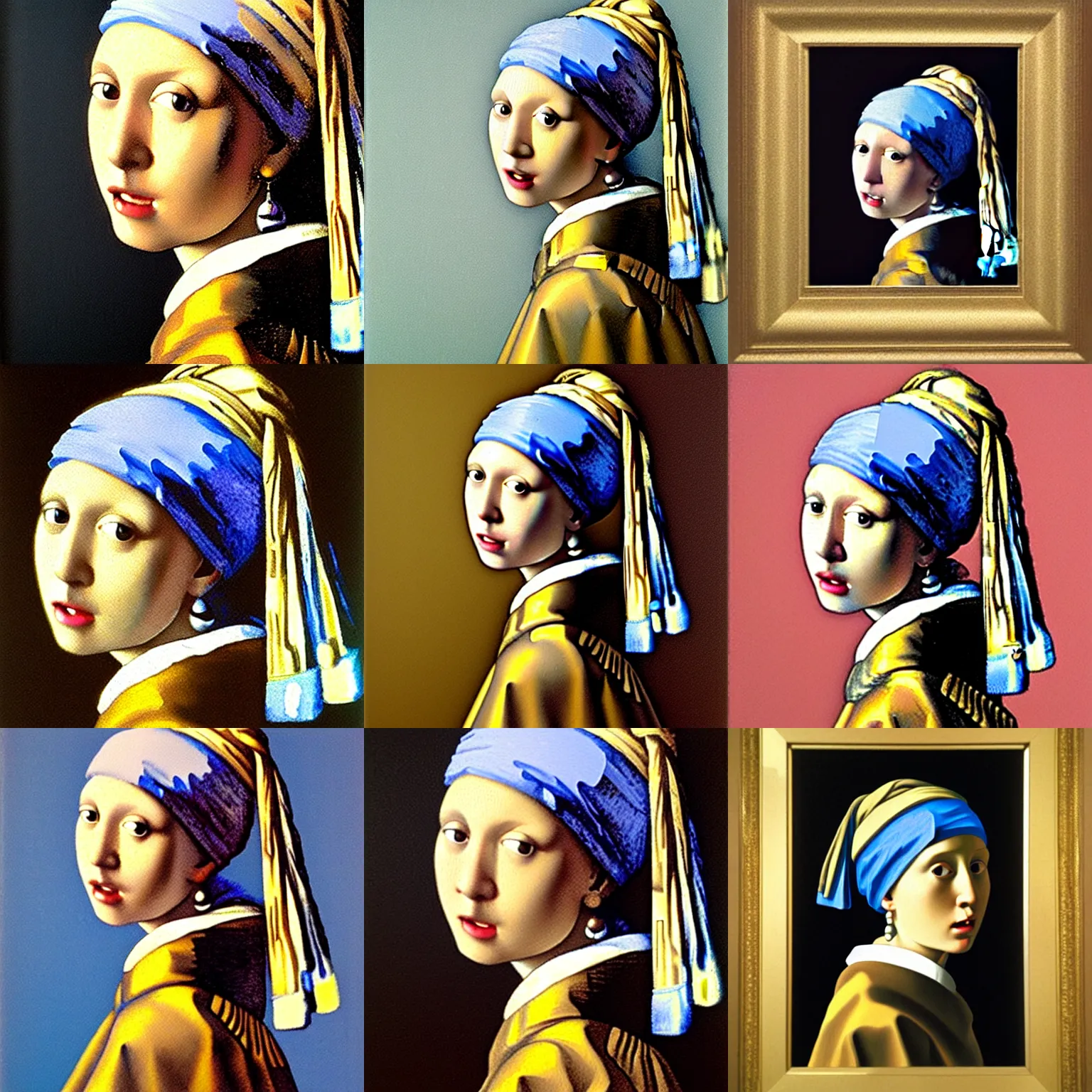 Prompt: Girl with a Pearl Earring by Rene Magritte