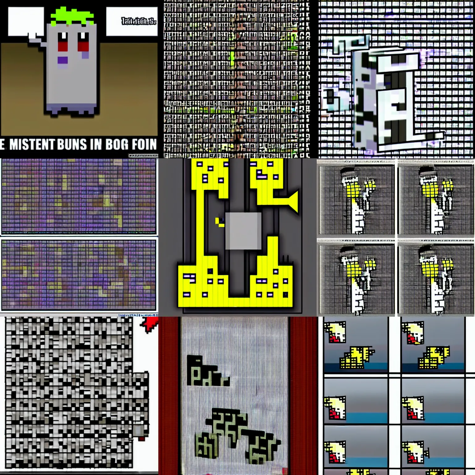 Prompt: a hilarious missingno glitch meme, iFunny Impact font bottom text