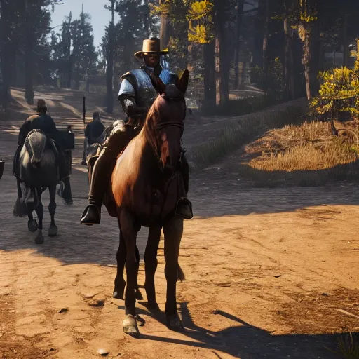 Image similar to a knight as an NPC in Red Dead Redemption 2, by Rockstar Games, screenshot