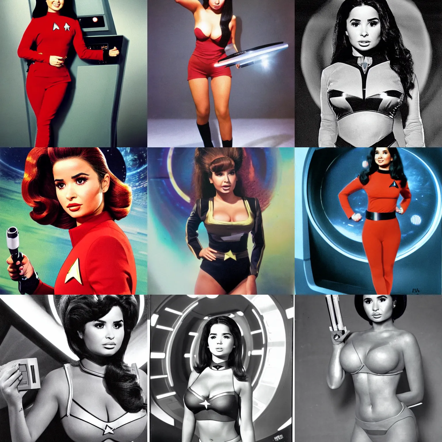 Prompt: portrait of demi rose as a star trek officer, 6 0's tv still